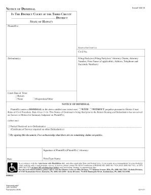 Notice of Dismissal Form