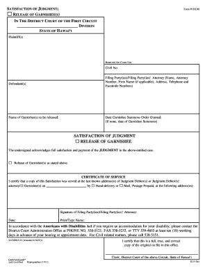 Satisfaction of Judgment Release of Garnishee