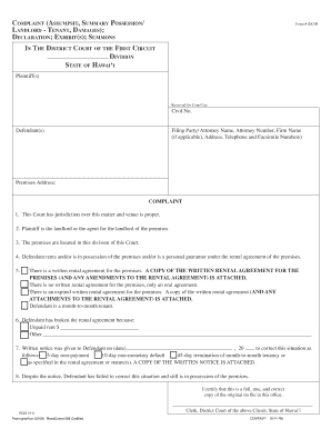 Hawaii Landlord Tenant Complaint Form