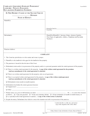 Hawaii Landlord Tenant Complaint Form