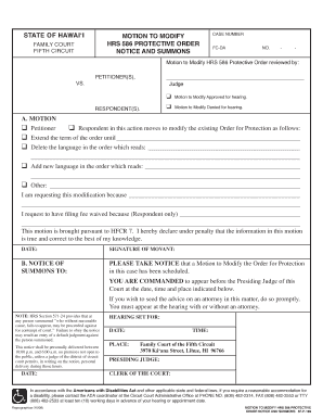 Motion to Modify HRS 586 Protective Order