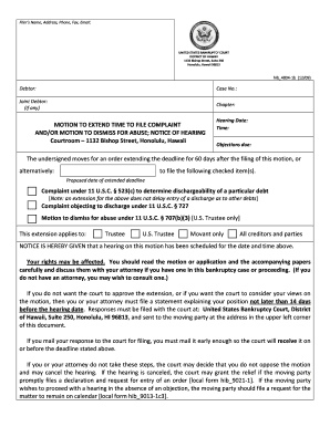 Motion to Extend Time to File Complaint