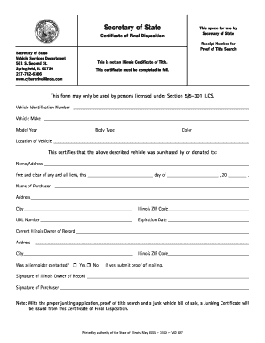 Illinois Certificate of Final Disposition