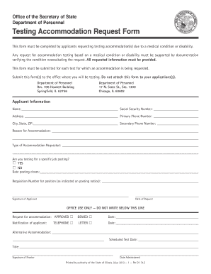 Testing Accommodation Request Form