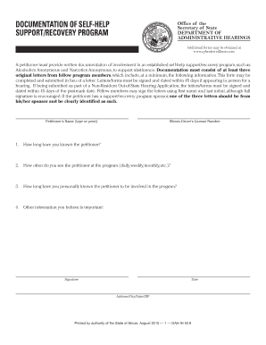 Illinois Self-Help Program Documentation Form