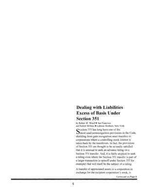 Excess Liabilities Under Section 351