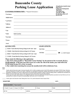 Buncombe County Parking Lease Application - buncombecounty