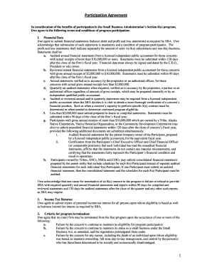 Small Business Administration Section 8(a) Participation Agreement