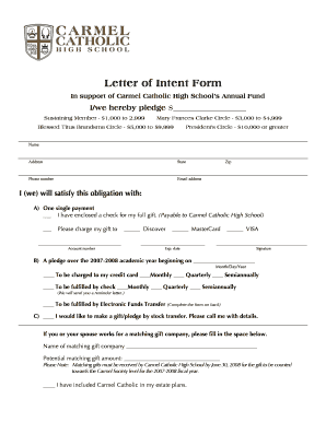 Letter of Intent Form - Carmel Catholic High School - carmelhs