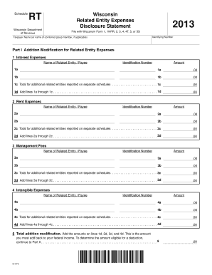 Wisconsin Related Entity Expenses Disclosure Statement