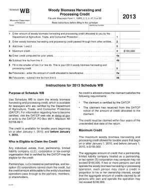 Wisconsin Woody Biomass Harvesting and Processing Credit Form