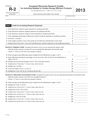 Wisconsin Schedule R-2 for Research Credits