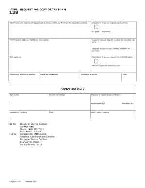 Maryland Tax Form Copy Request