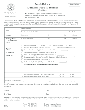 North Dakota Sales Tax Exemption Application