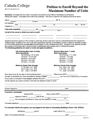 Petition to Enroll Beyond Maximum Units