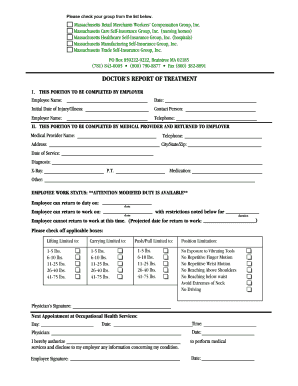 Doctor's Report of Treatment