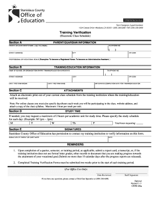 Training Verification Form