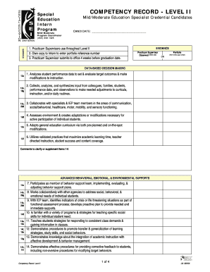 Special Competency Record Level II Form