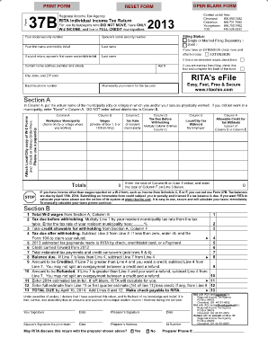 Ohio Individual Income Tax Return Form 37B