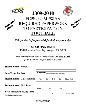 Maryland High School Football Participation Forms