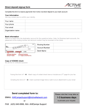Direct Deposit Signup Form