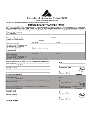 Stock Share Transfer Form