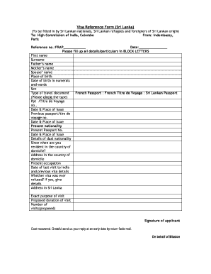 Visa Reference Form