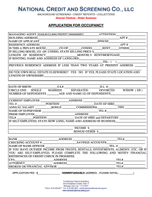 Application for Occupancy