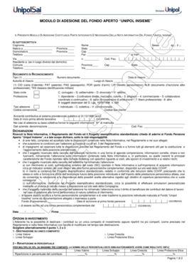 Modulo di Adesione del Fondo Aperto “Unipol Insieme”