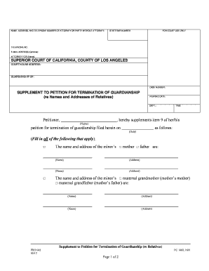 Supplement to Petition for Termination of Guardianship