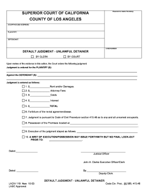 Default Judgment Unlawful Detainer