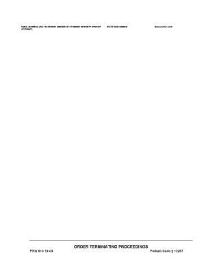 Order Terminating Probate Proceedings