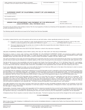 Order for Appointment and Payment of FCS Specialist