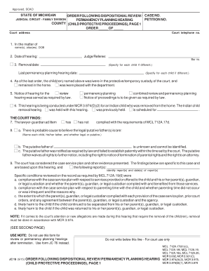Michigan Child Protective Proceedings Order