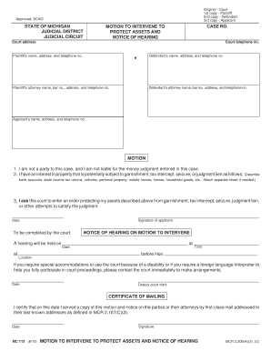 Motion to Intervene to Protect Assets