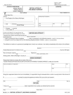 Michigan Motion Affidavit and Bench Warrant