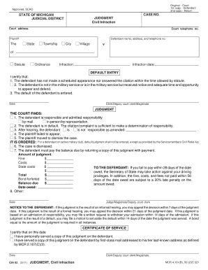 Michigan Civil Infraction Judgment