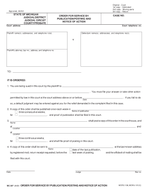 Michigan Order for Service by Publication/Posting and Notice of Action