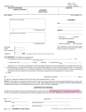 Michigan Small Claims Judgment