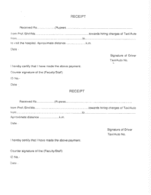 Taxi / Auto-Rikshaw Receipt Form