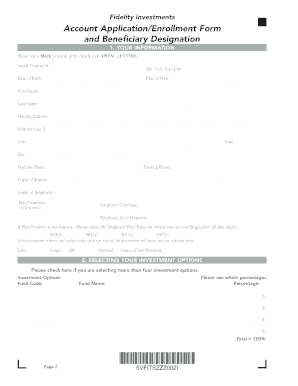 Fidelity Investments Account Application and Beneficiary Designation Form