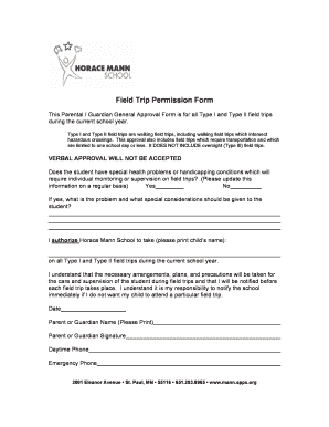 Field Trip Permission Form