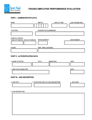 Trades Employee Performance Evaluation