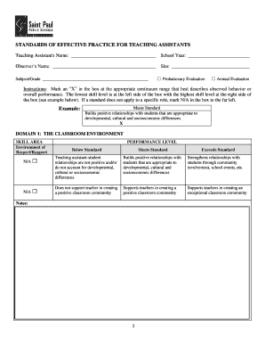 Teaching Assistant Evaluation Form