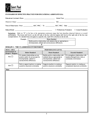 Educational Assistant Evaluation Form