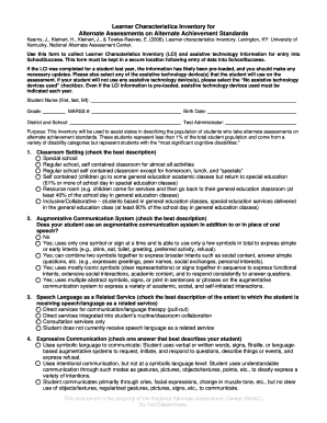 Learner Characteristics Inventory Form