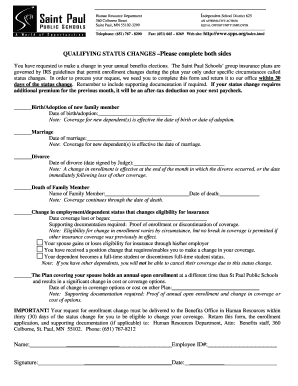 Group Insurance Application-Qualifying Status Change
