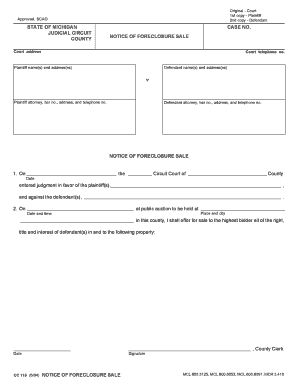 Michigan Notice of Foreclosure Sale