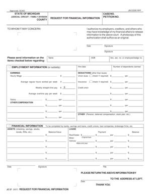 Michigan Request for Financial Information