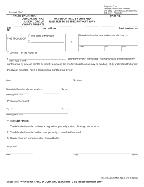 Michigan Waiver of Trial by Jury